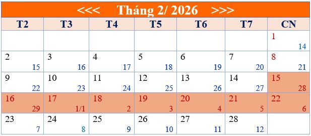 THÔNG BÁO NGHỈ TẾT DƯƠNG LỊCH NĂM 2026 & TẾT NGUYÊN ĐÁN BÍNH NGỌ