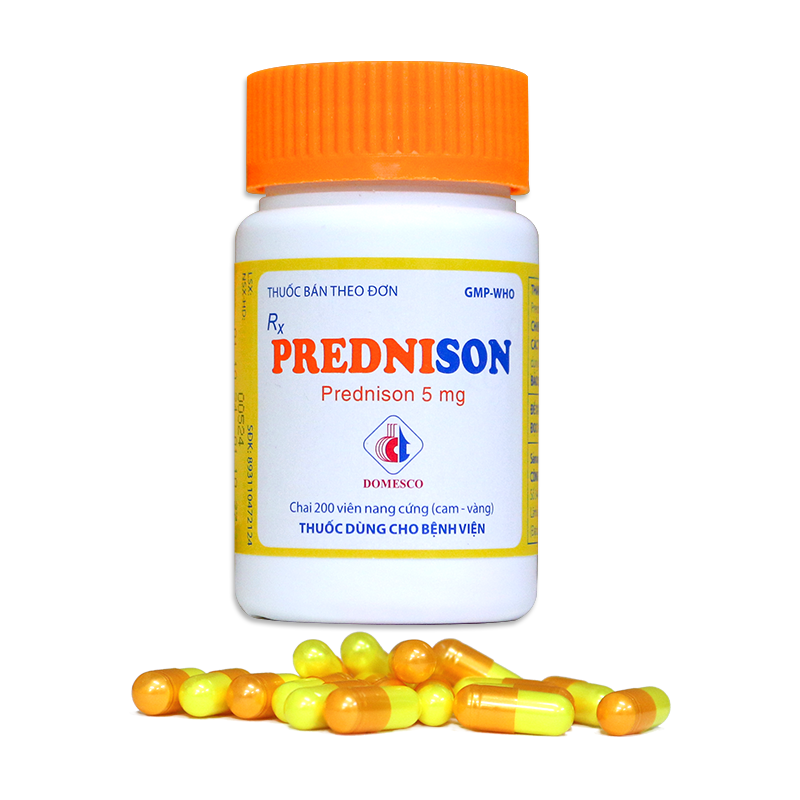 PREDNISON 5MG - VIÊN NANG CỨNG (CAM - VÀNG)