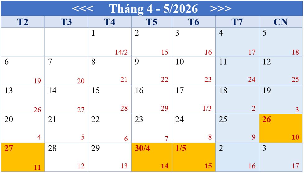 THÔNG BÁO NGHỈ LỄ GIỖ TỔ HÙNG VƯƠNG, LỄ 30/4 & 1/5