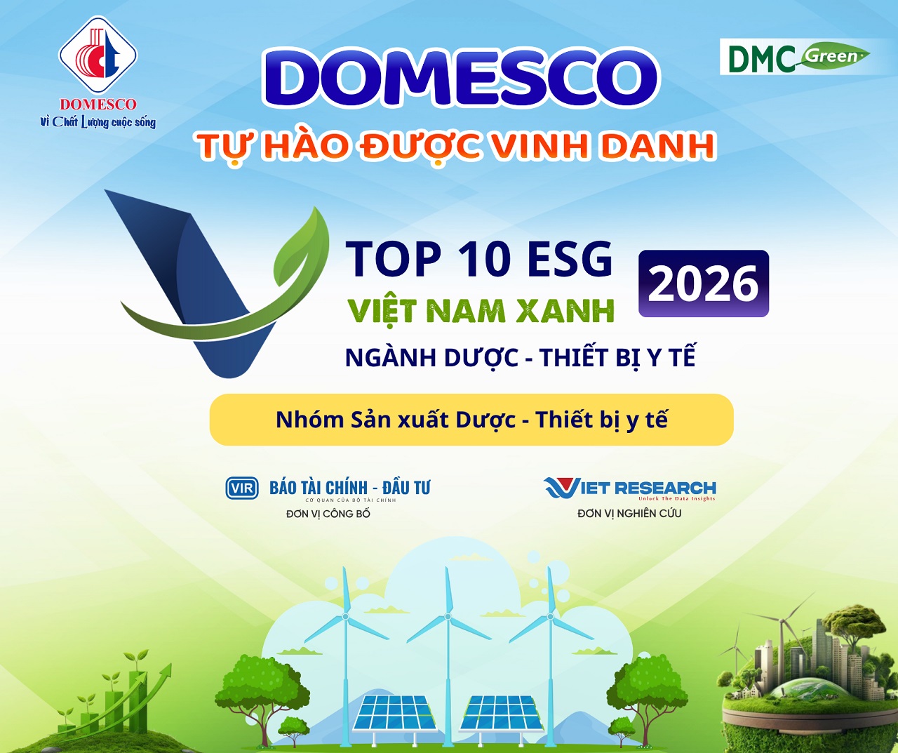 DOMESCO VÀO TOP 10 DOANH NGHIỆP ESG VIỆT NAM XANH 2026 – KHI PHÁT TRIỂN BỀN VỮNG TRỞ THÀNH LỢI THẾ CẠNH TRANH