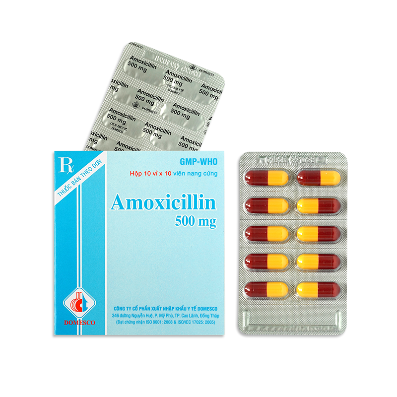 AMOXICILLIN 500mg (ĐỎ - NÂU - VÀNG)